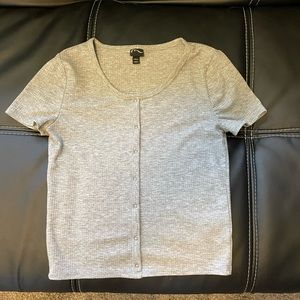 Ribbed button front girls tshirt